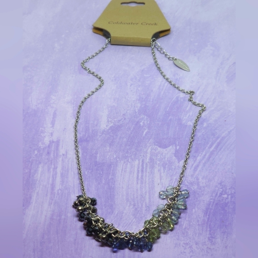 👍5 For $20 Coldwater Creek Silver Chain Shades Of Blue Small Beaded Necklace
